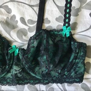 Frederick's Green & Black Lace Bra
